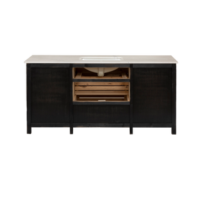 Meuble sous vasque en bois recyclé et marbre blanc Nils
