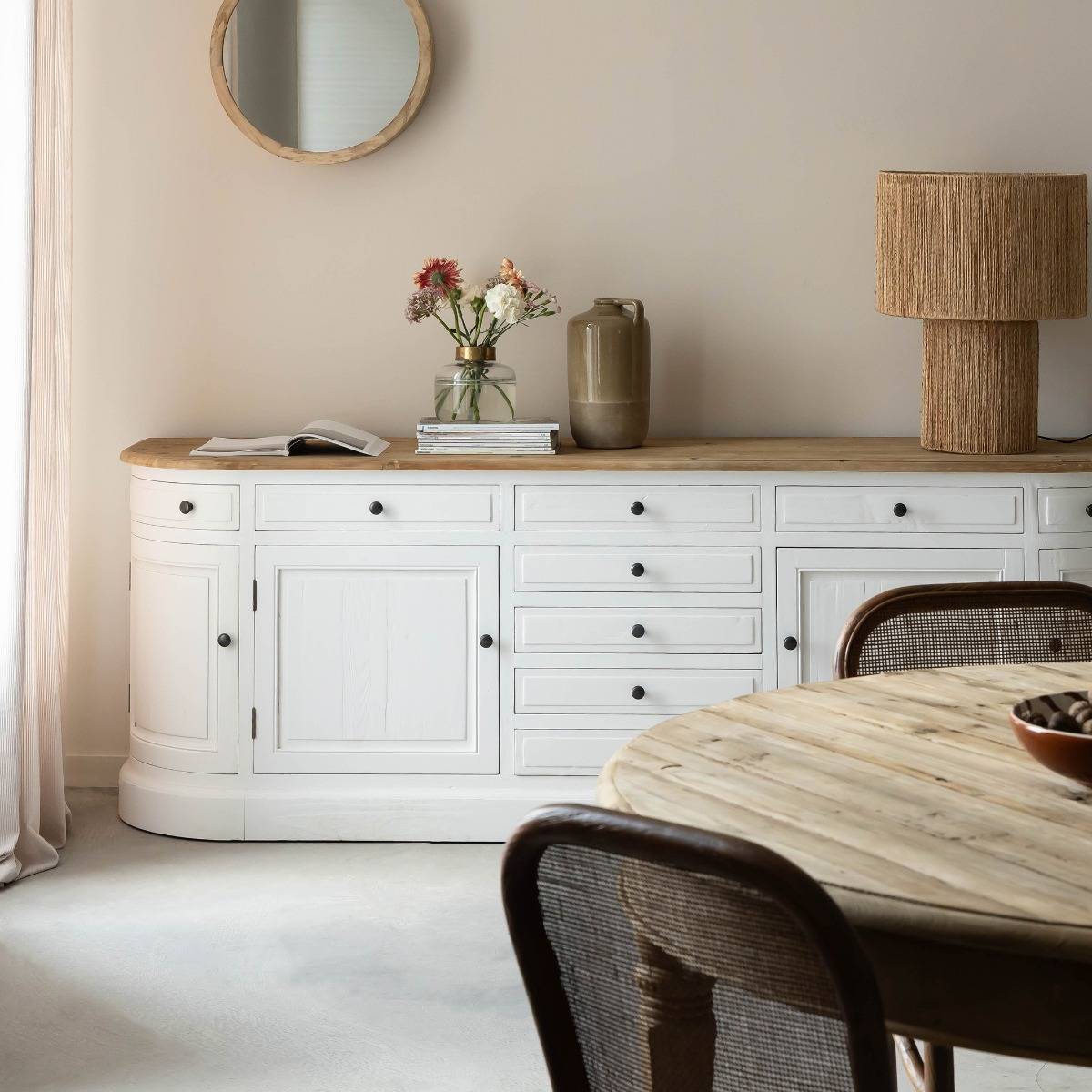 Buffet en bois recyclé blanchi 225 cm Garance