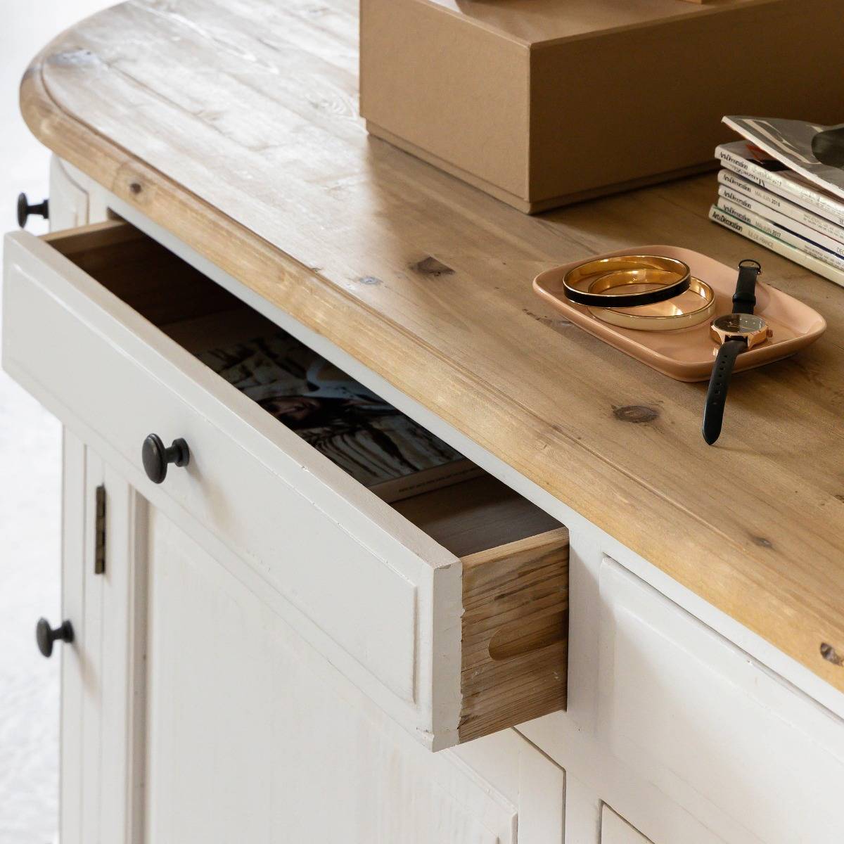 Buffet en bois recyclé blanchi 180 cm Garance