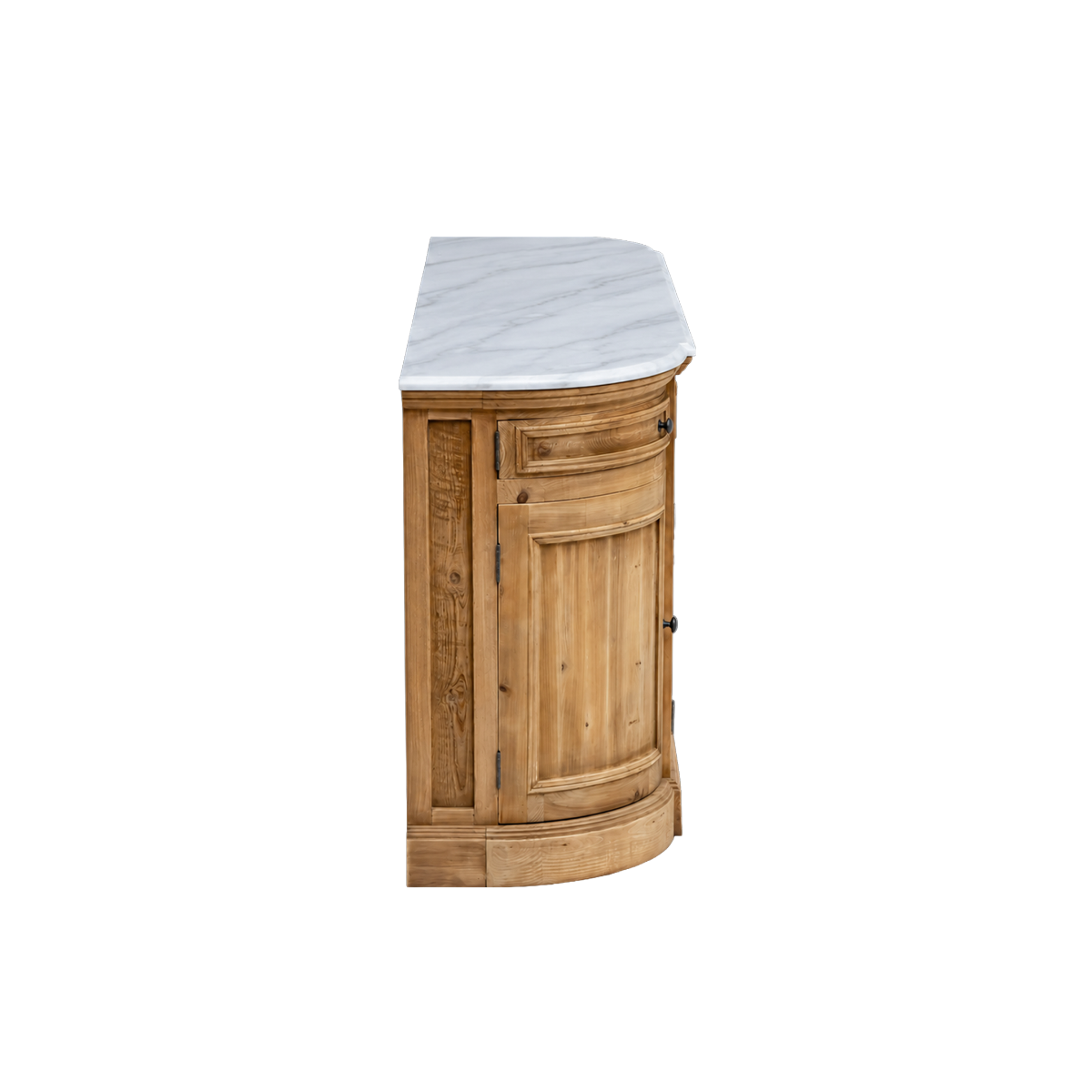 Buffet arrondi en bois recyclé et marbre Garance