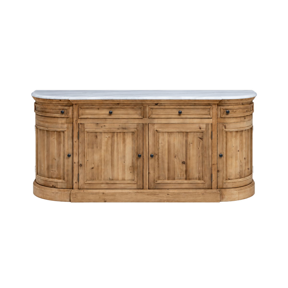 Buffet arrondi en bois recyclé et marbre Garance