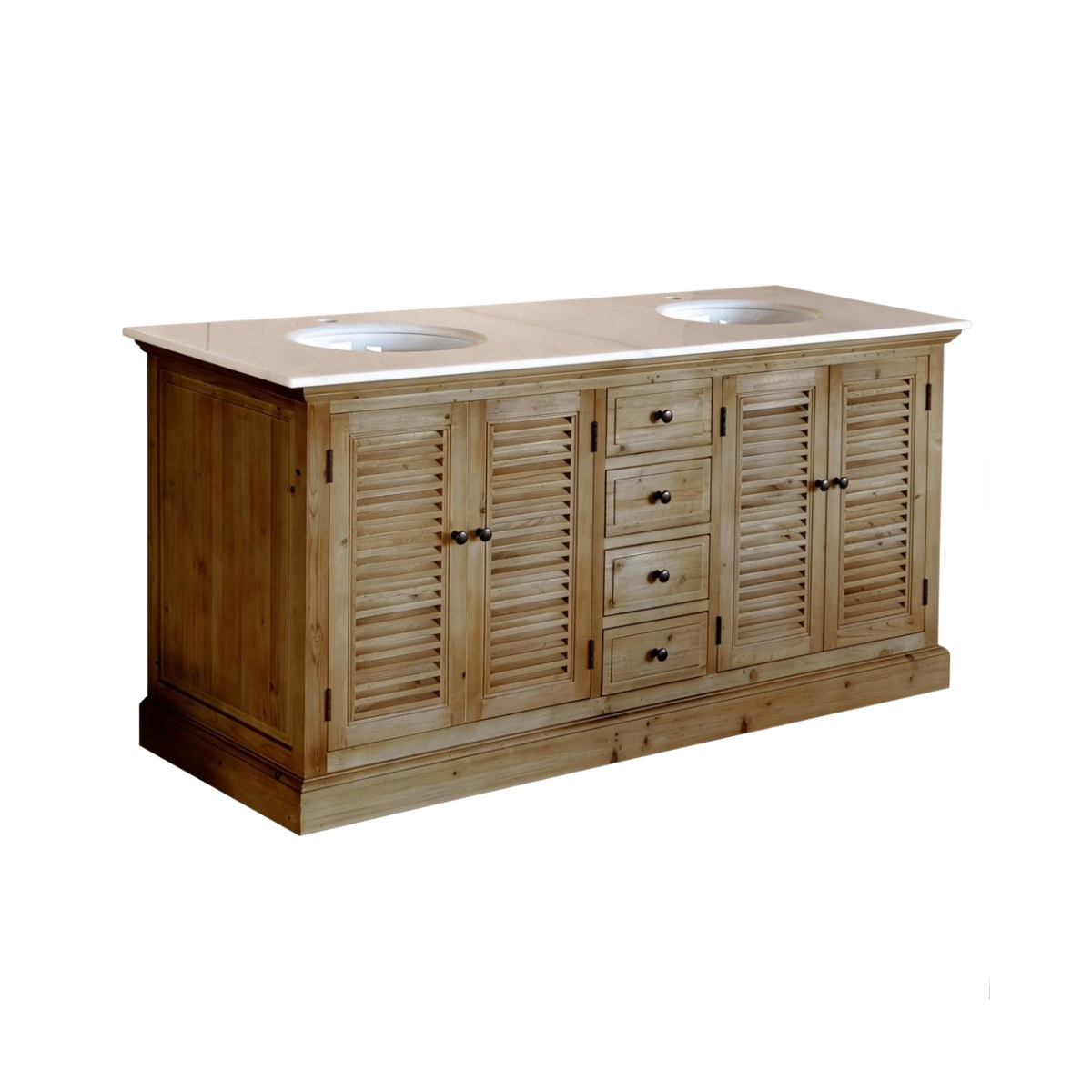 Meuble sous vasque en bois recyclé et marbre Azran