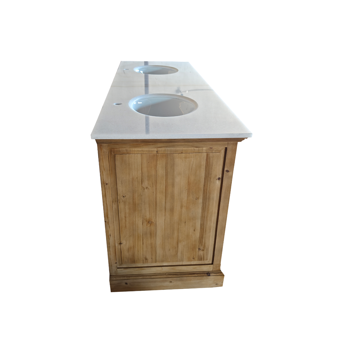 Meuble sous vasque en bois recyclé et marbre Azran