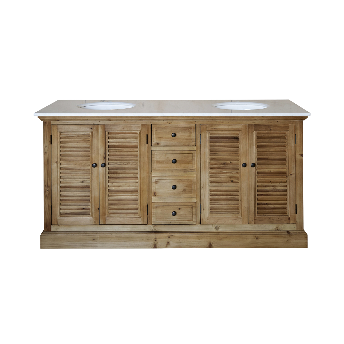 Meuble sous vasque en bois recyclé et marbre Azran