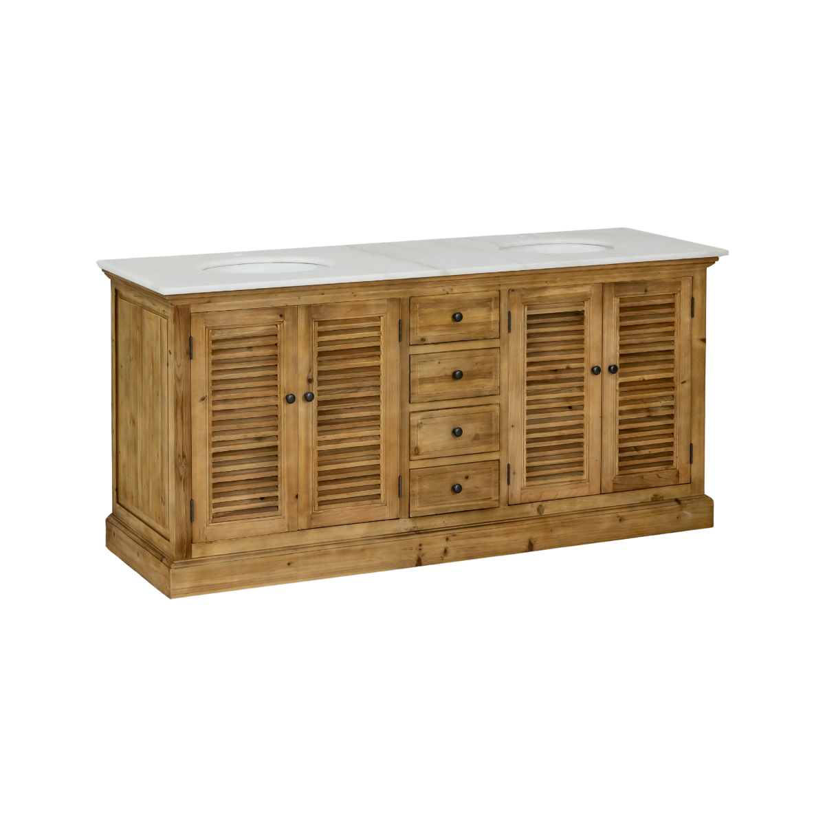 Meuble sous vasque en bois recyclé et marbre Azran