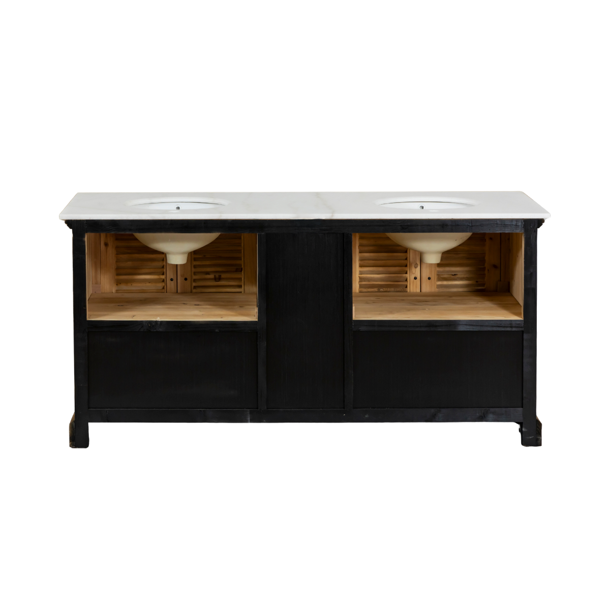 Meuble sous vasque en bois recyclé et marbre Azran