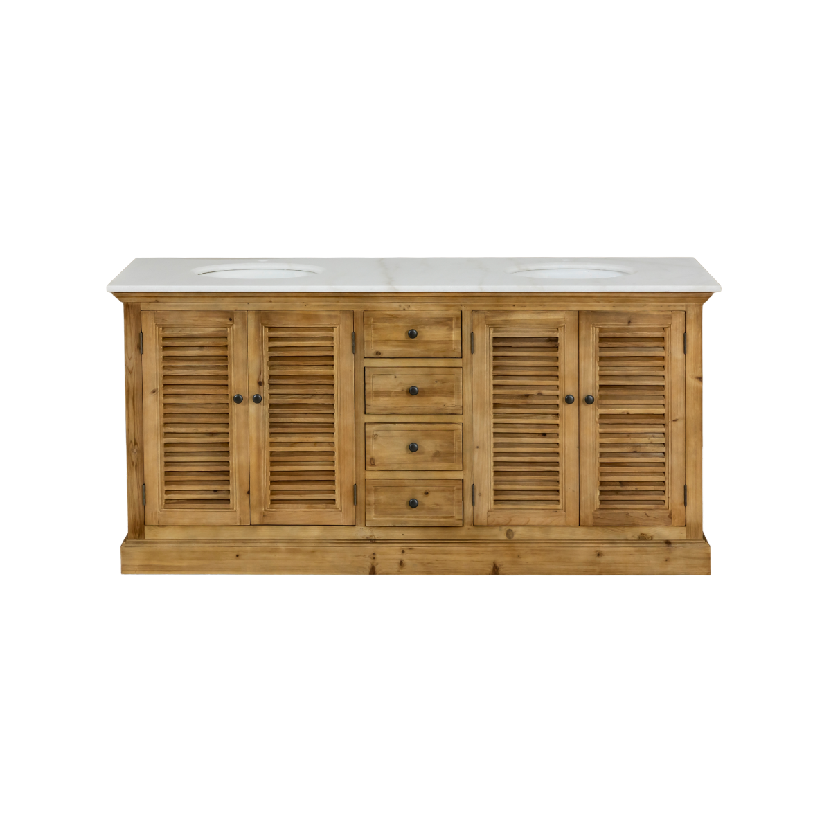 Meuble sous vasque en bois recyclé et marbre Azran