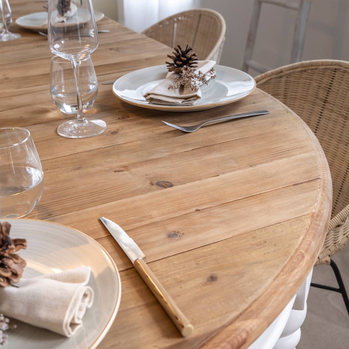 Table à manger en bois recyclé avec allonges Garance