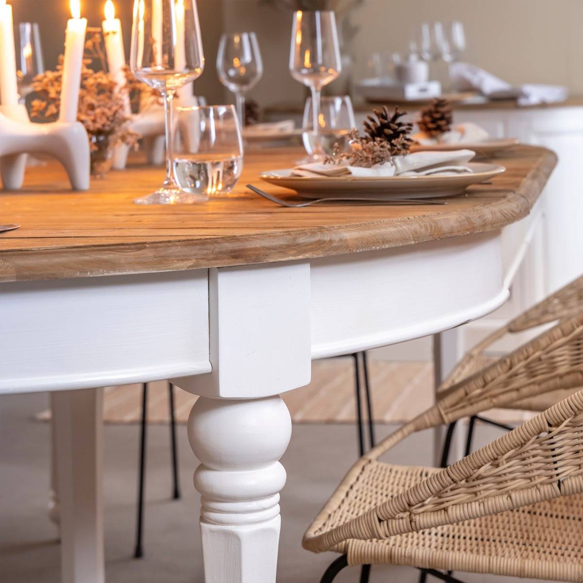 Table à manger en bois recyclé avec allonges Garance