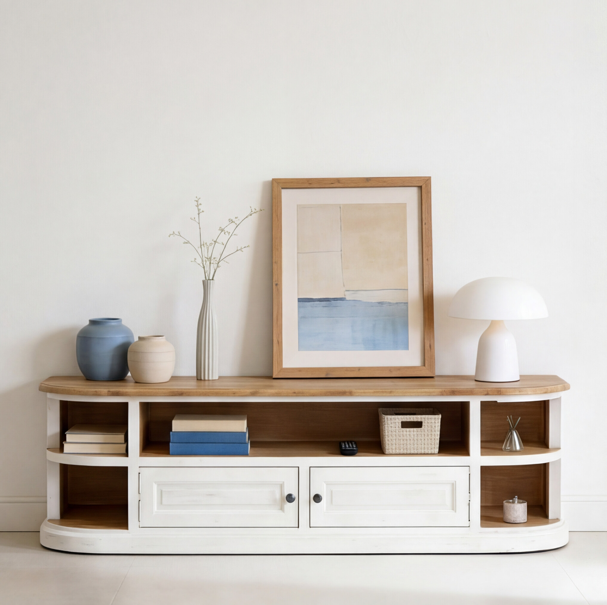 Meuble TV en bois recyclé blanchi Garance