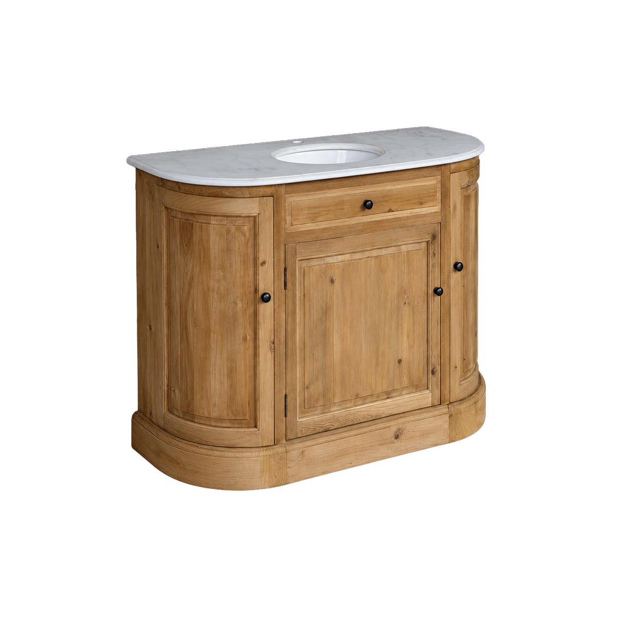 Meuble sous vasque en bois recyclé et marbre Garance
