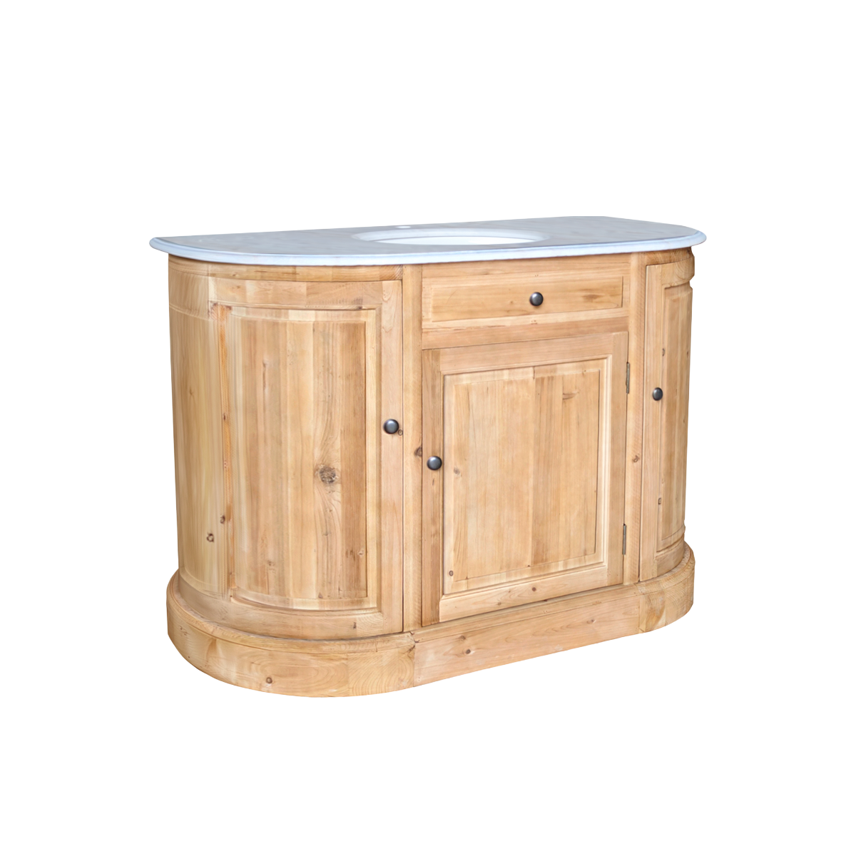 Meuble sous vasque en bois recyclé et marbre Garance
