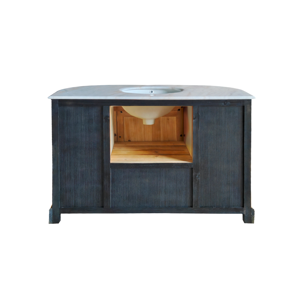 Meuble sous vasque en bois recyclé et marbre Garance