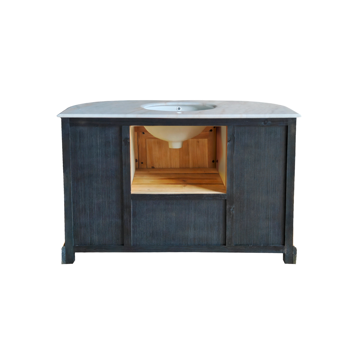 Meuble sous vasque en bois recyclé et marbre Garance