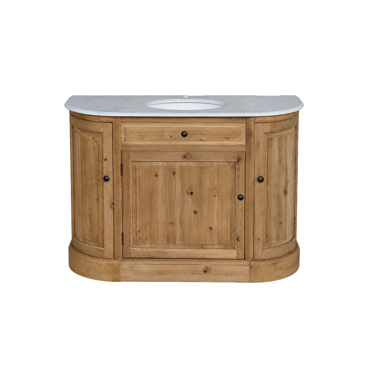 Meuble sous vasque en bois recyclé et marbre Garance