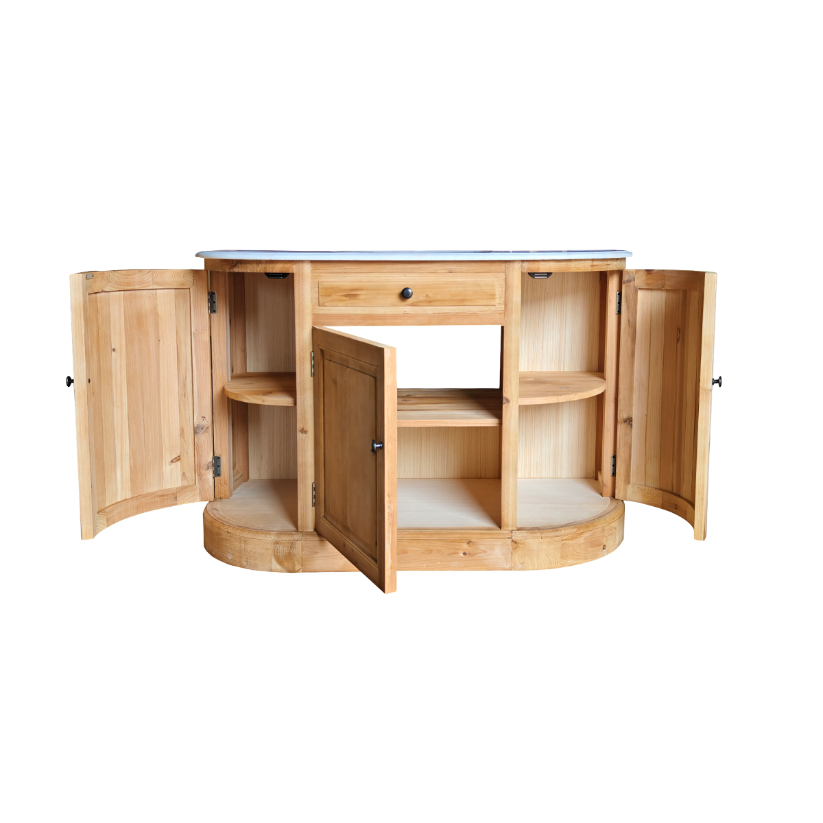 Meuble sous vasque en bois recyclé et marbre Garance