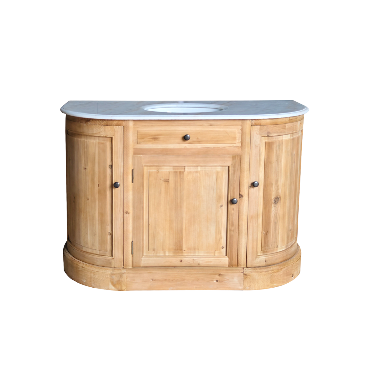 Meuble sous vasque en bois recyclé et marbre Garance