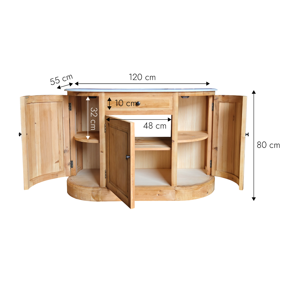 Meuble sous vasque en bois recyclé et marbre Garance