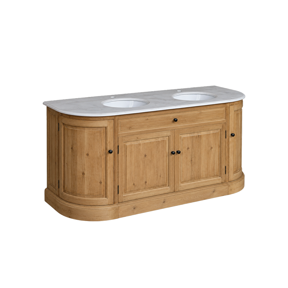Meuble sous vasque double en bois recyclé et marbre Garance