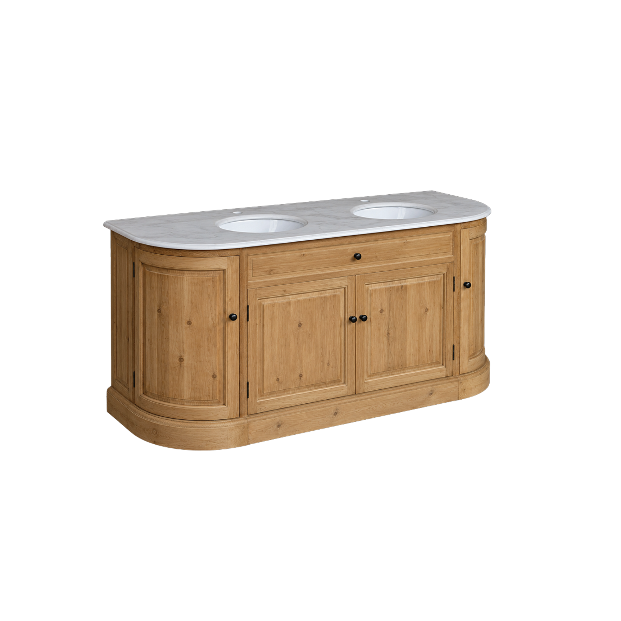 Meuble sous vasque double en bois recyclé et marbre Garance