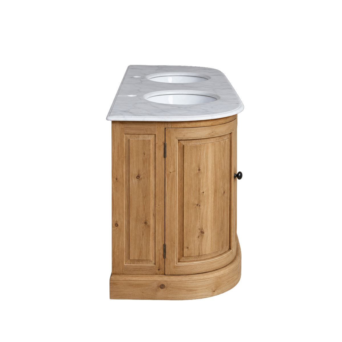 Meuble sous vasque double en bois recyclé et marbre Garance