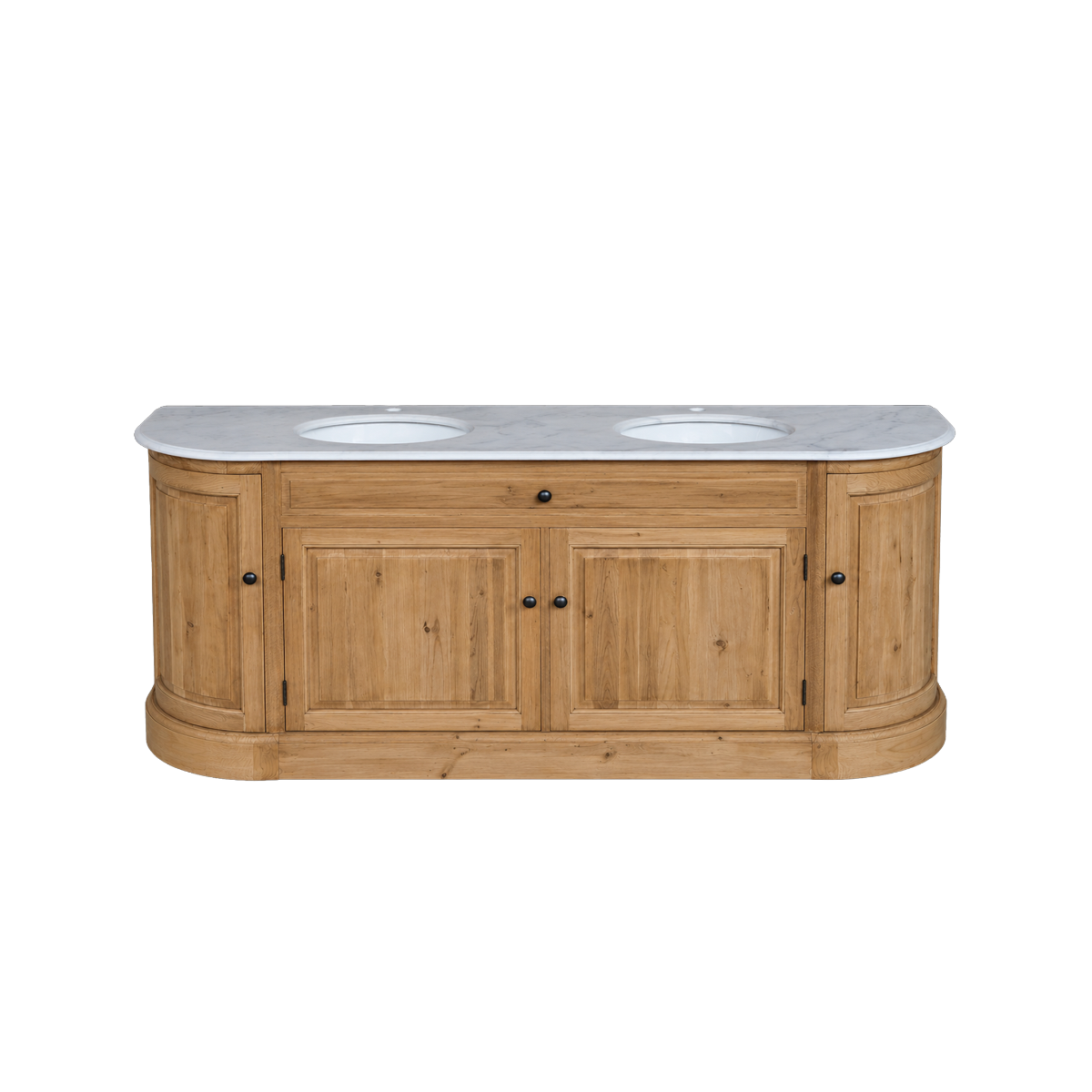 Meuble sous vasque double en bois recyclé et marbre Garance