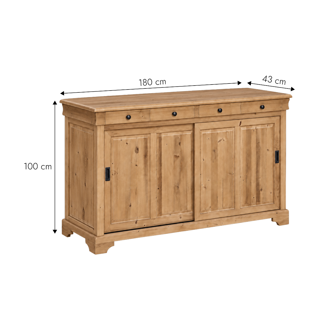 Buffet en bois recyclé avec portes coulissantes Garance