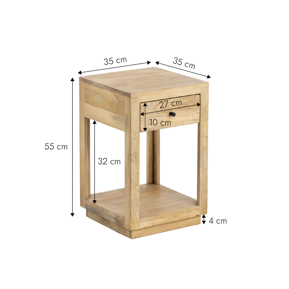 Table de chevet en bois de manguier Amara