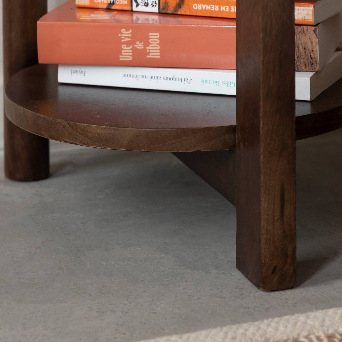 Table de chevet ovale en bois de manguier Sharon