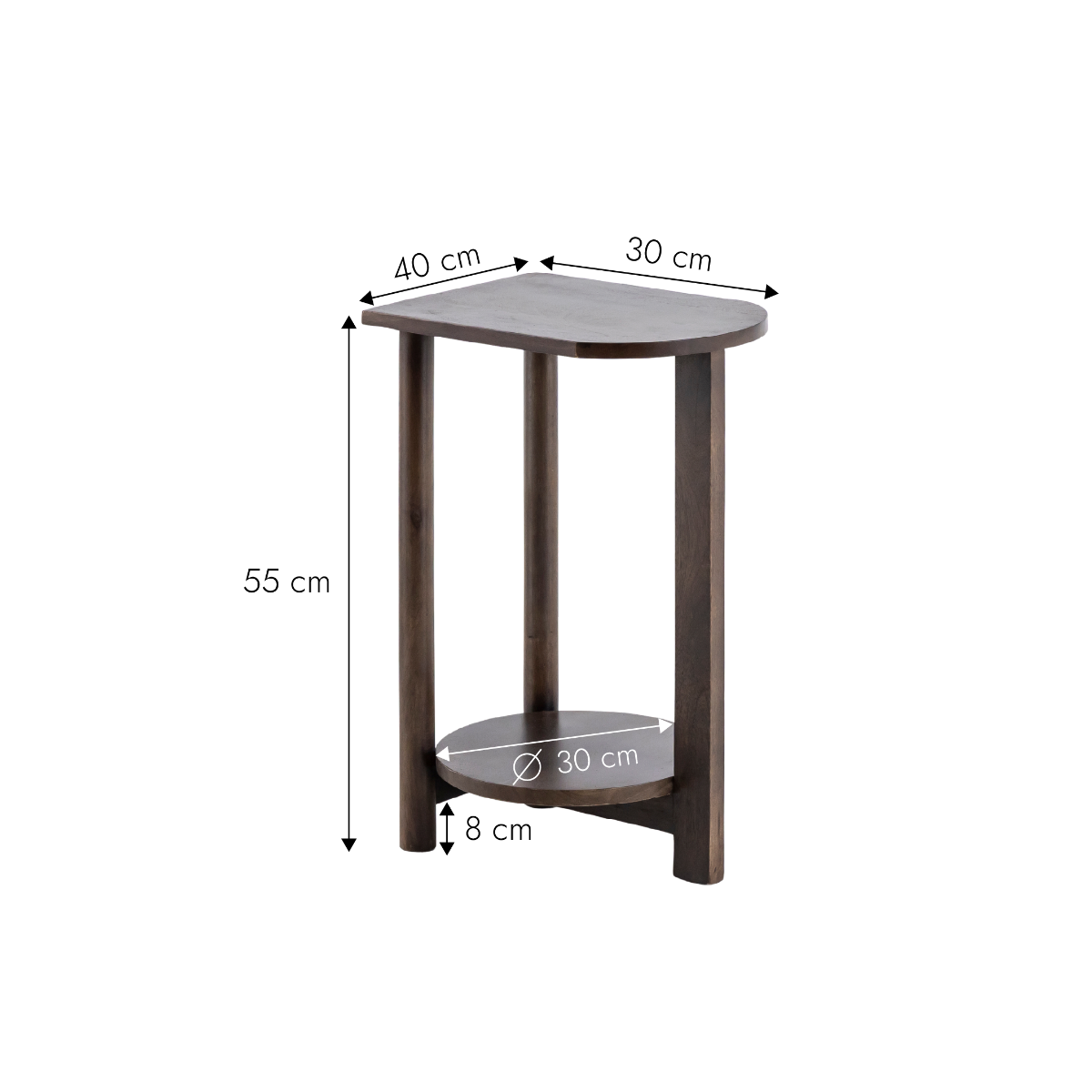 Table de chevet ovale en bois de manguier Sharon