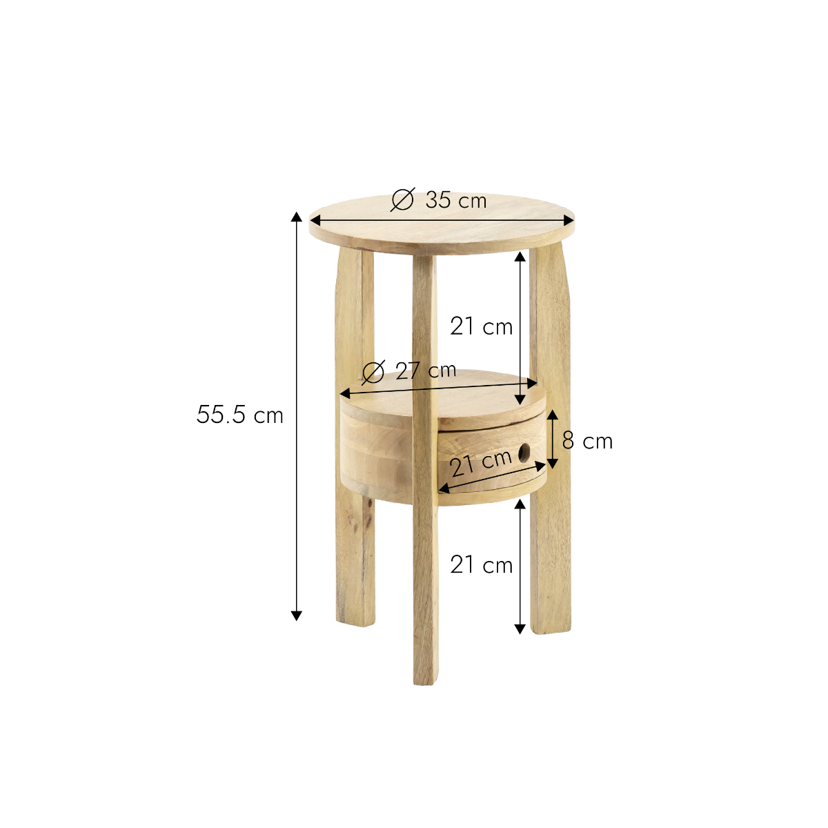 Table de chevet en bois de manguier Juliet