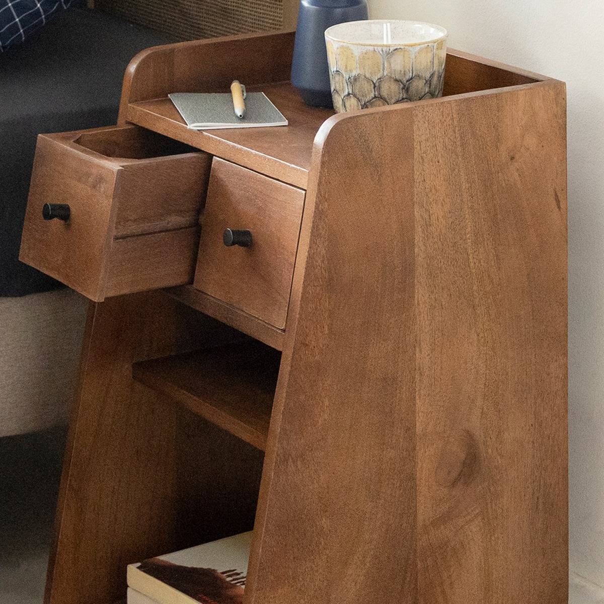 Table de chevet en bois de manguier Irène