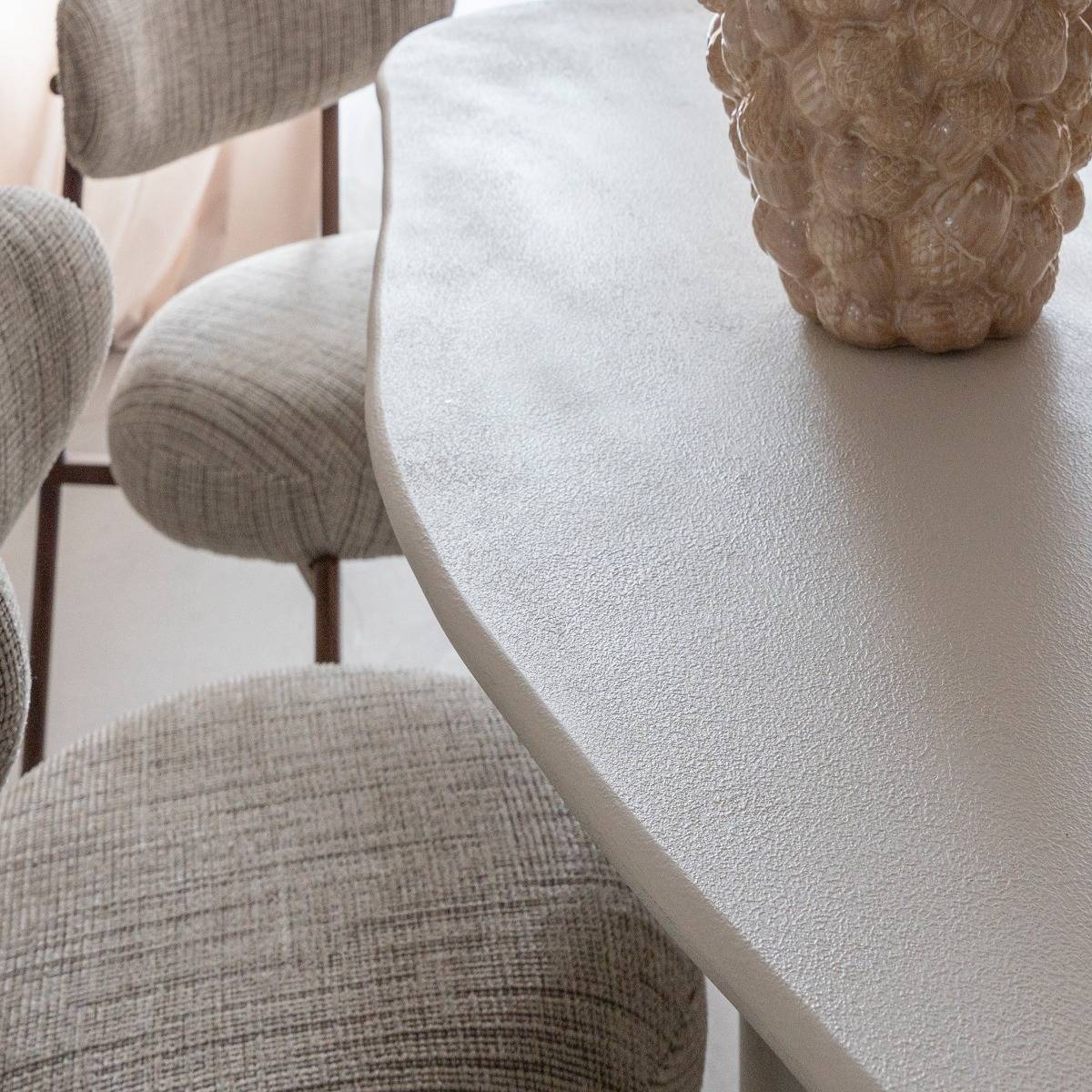 Table à manger nuage en bois effet béton blanc Thomas