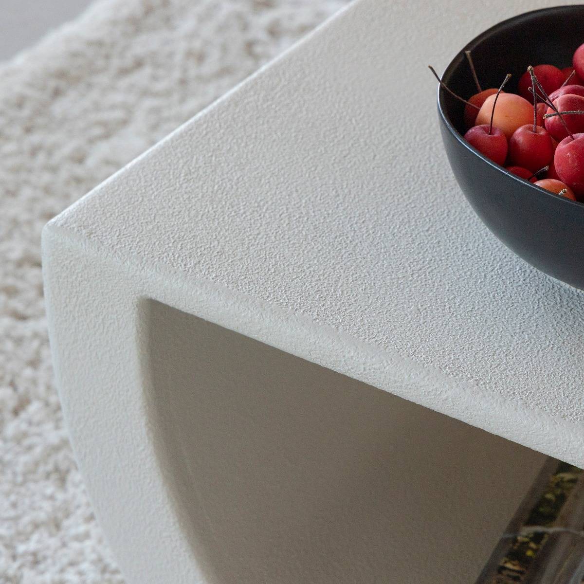 Table basse en bois effet béton blanc Thomas