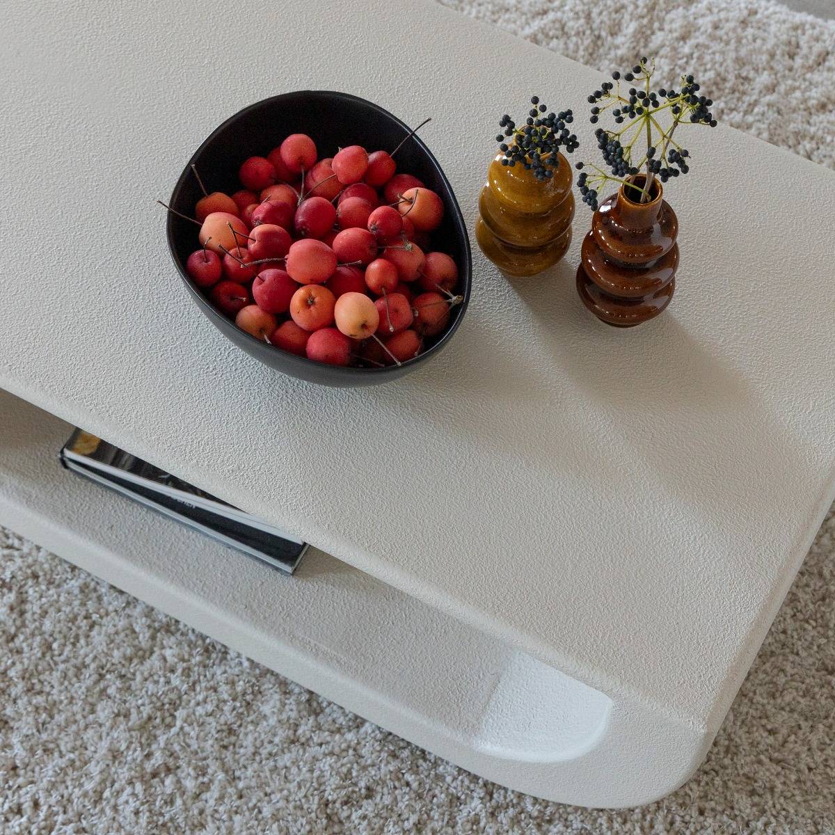 Table basse en bois effet béton blanc Thomas