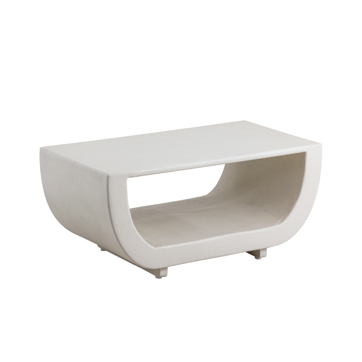 Table basse en bois effet béton blanc Thomas