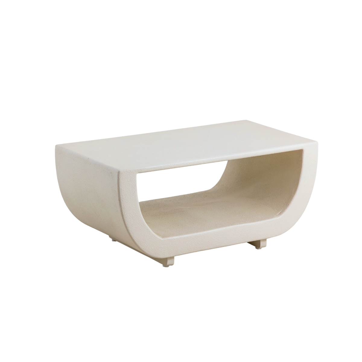 Table basse en bois effet crépi blanc Thomas