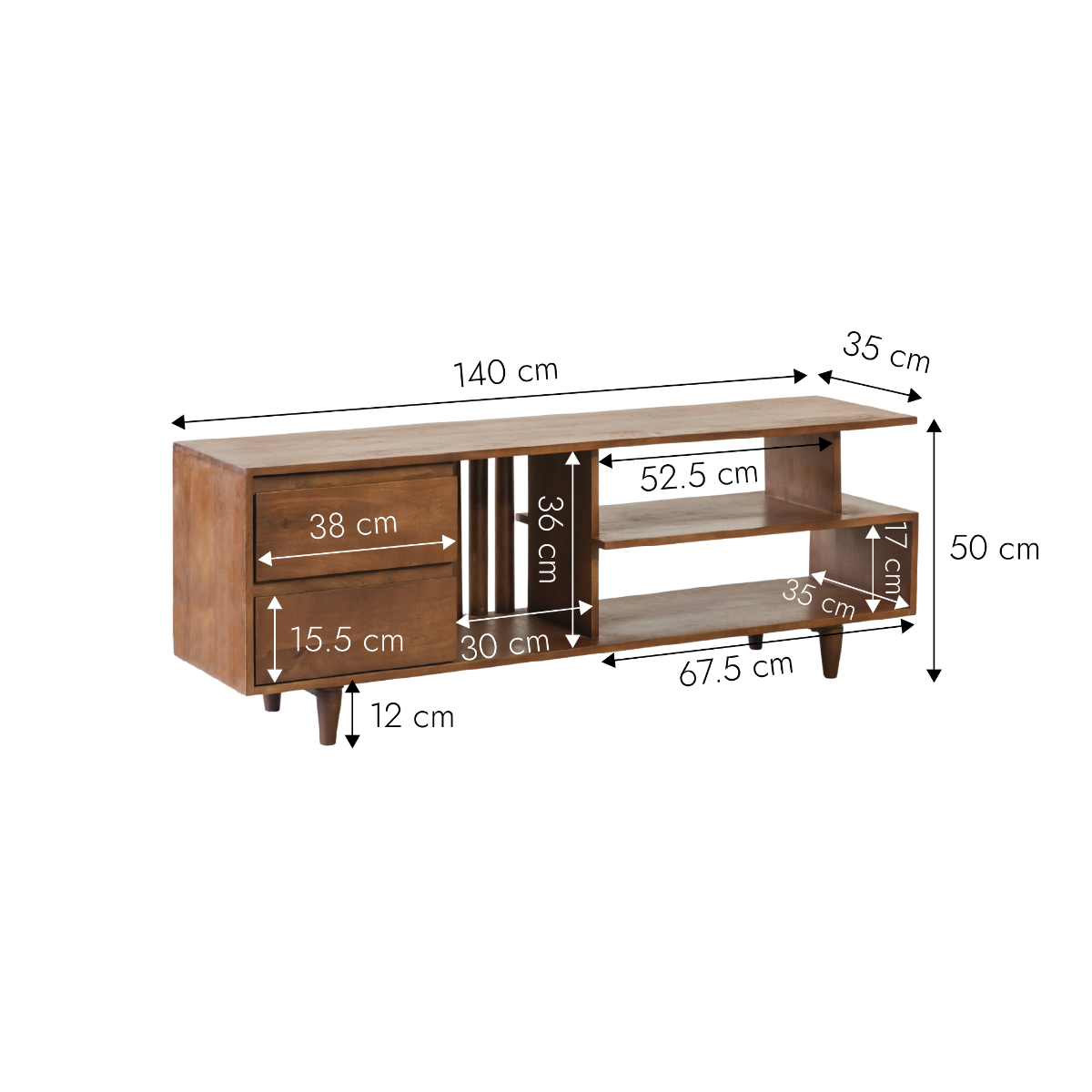 Meuble TV en bois de manguier Nelson
