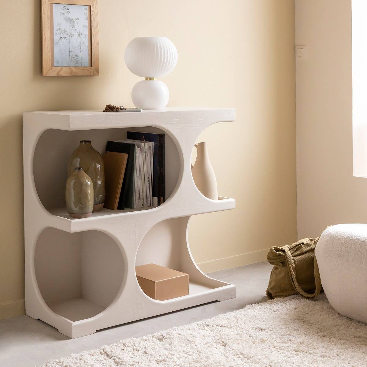 Bibliothèque en bois blanc peint Niklas