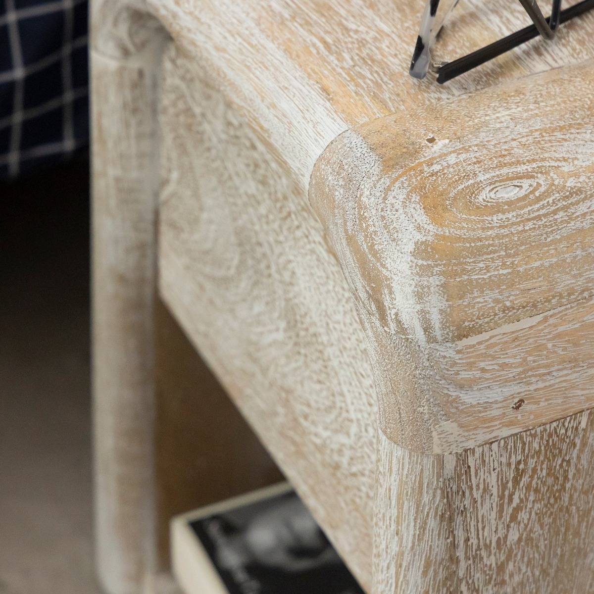 Table de chevet blanchie en bois de manguier Gilda