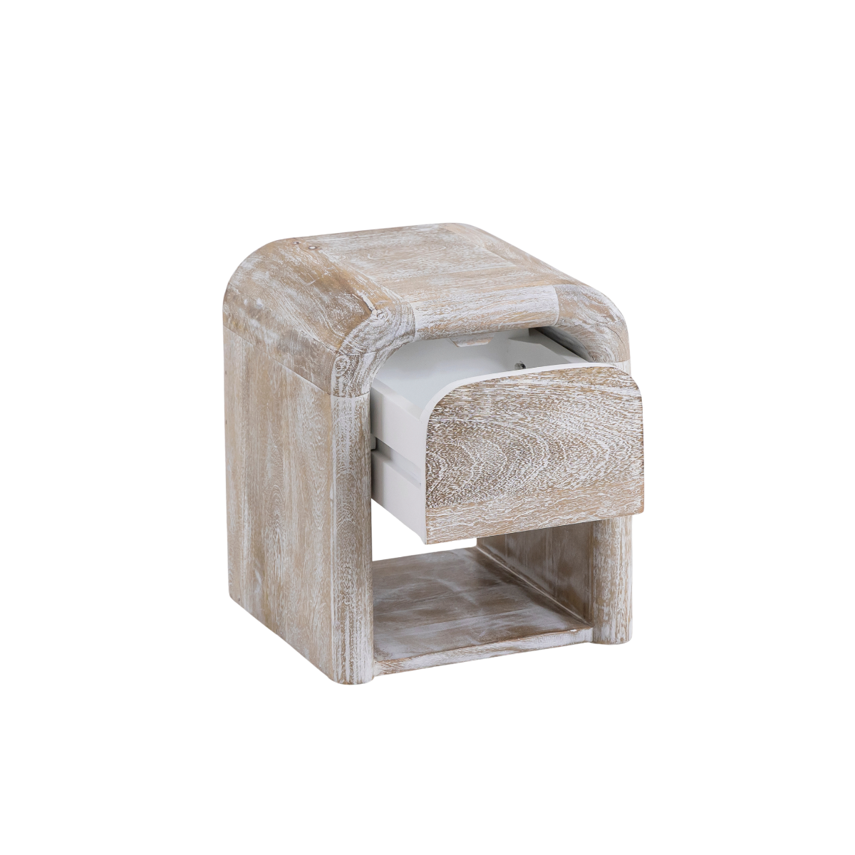 Table de chevet blanchie en bois de manguier Gilda