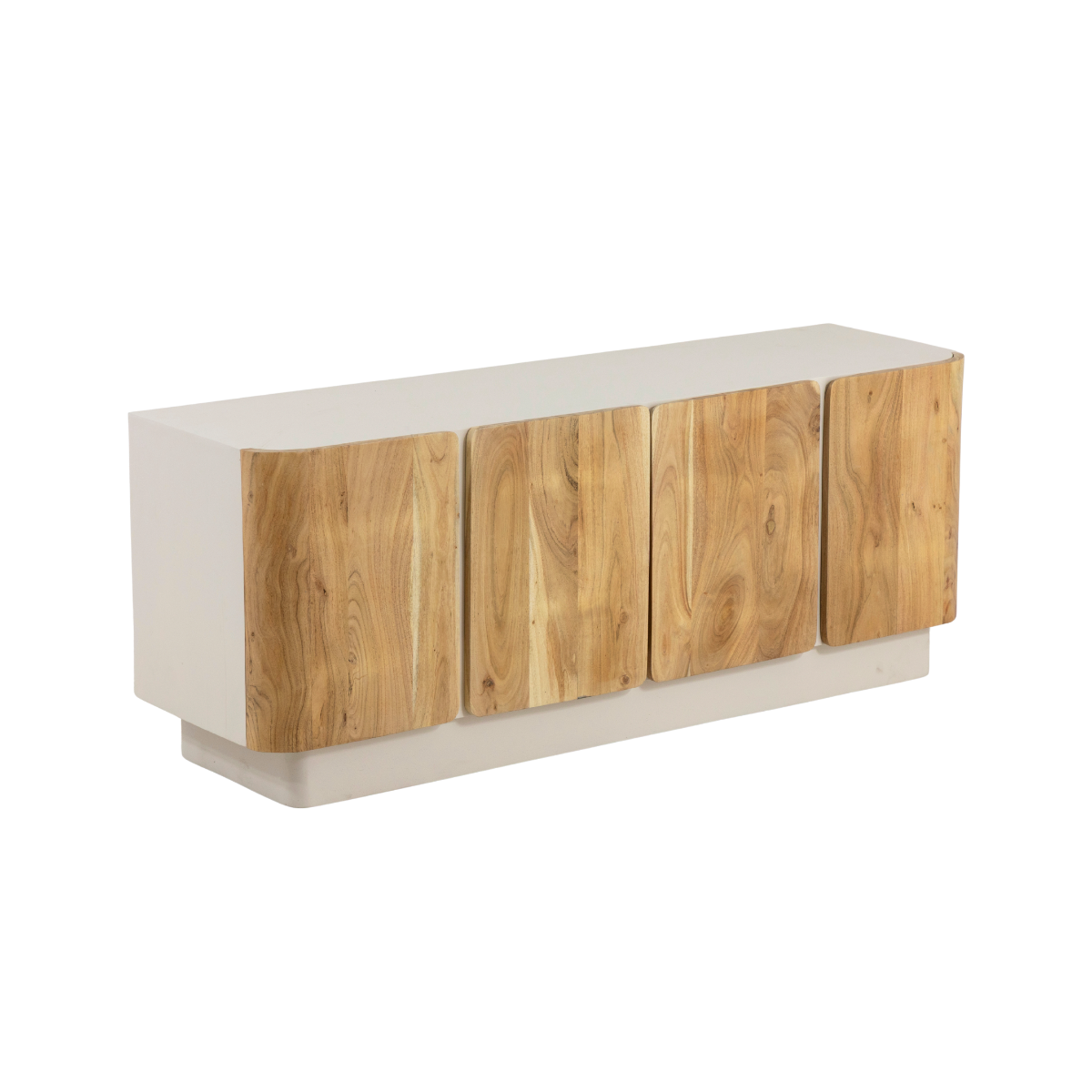 Buffet en bois de manguier blanchi et portes en acacia Mary