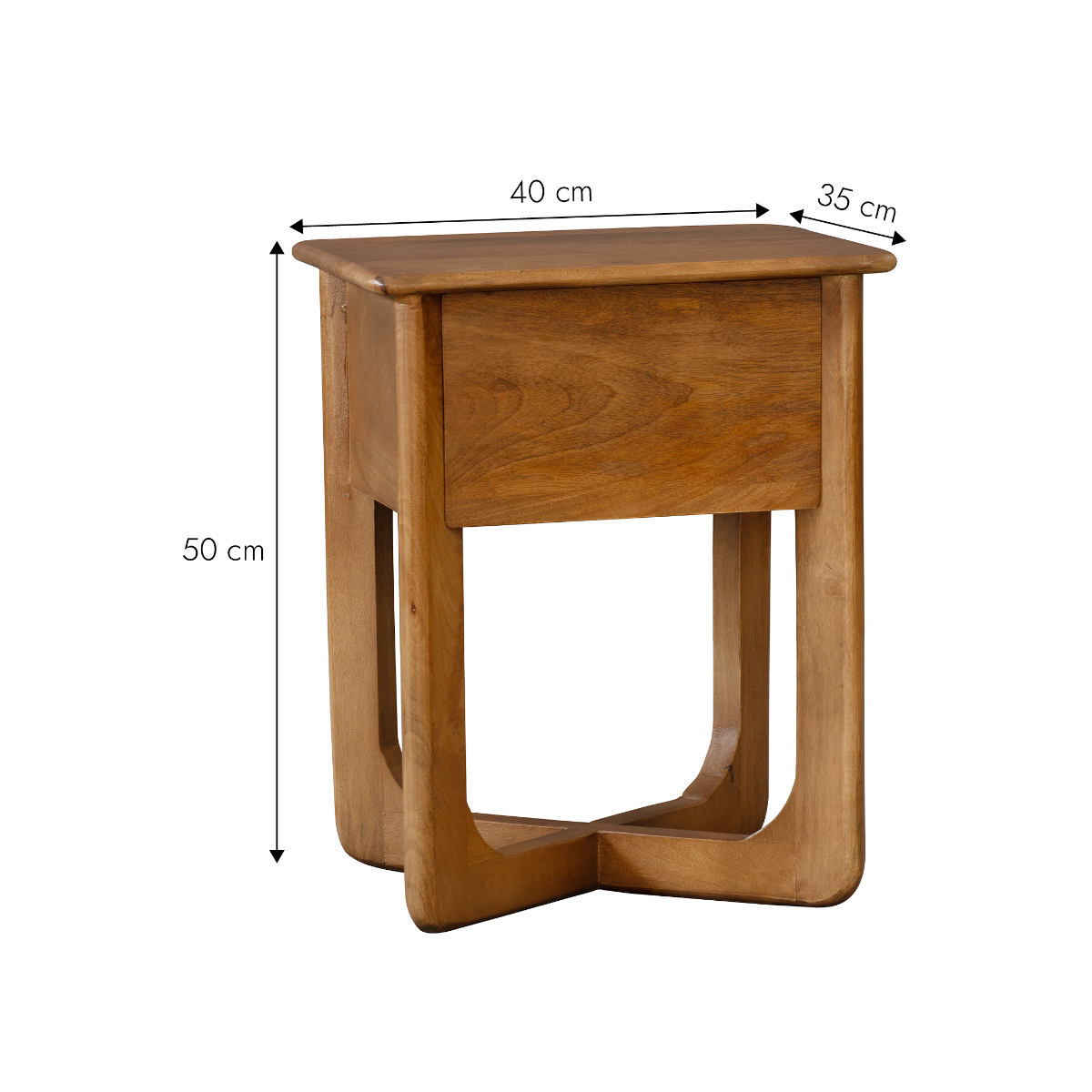 Table de chevet avec tiroir en bois de manguier Zoran
