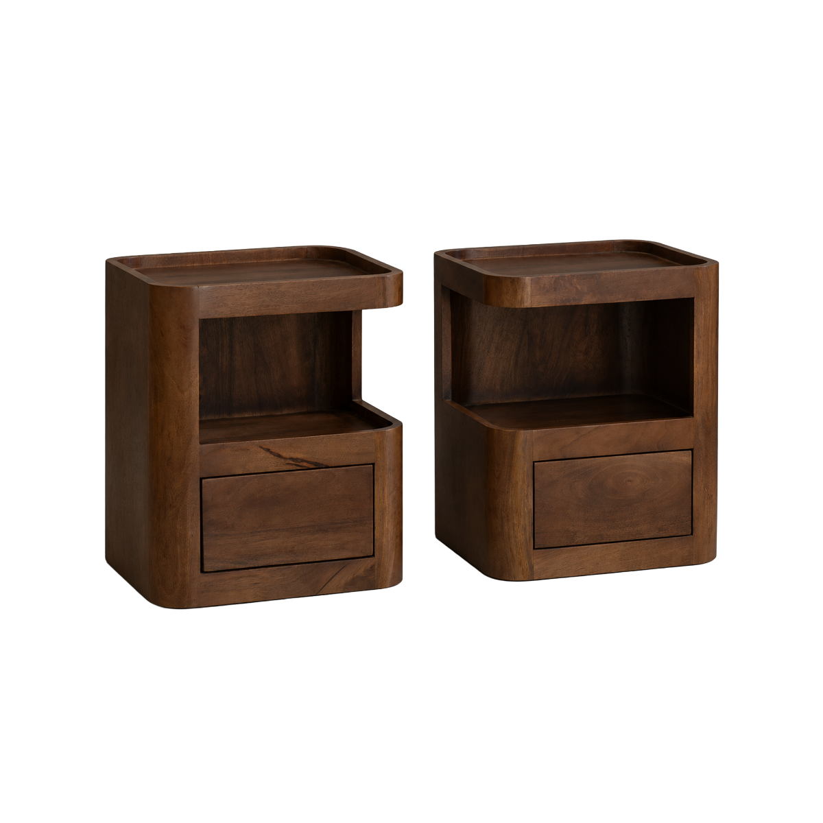 Table de chevet niche droite et gauche en bois de manguier Maora