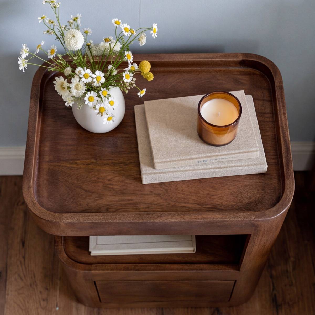 Table de chevet niche droite et gauche en bois de manguier Maora