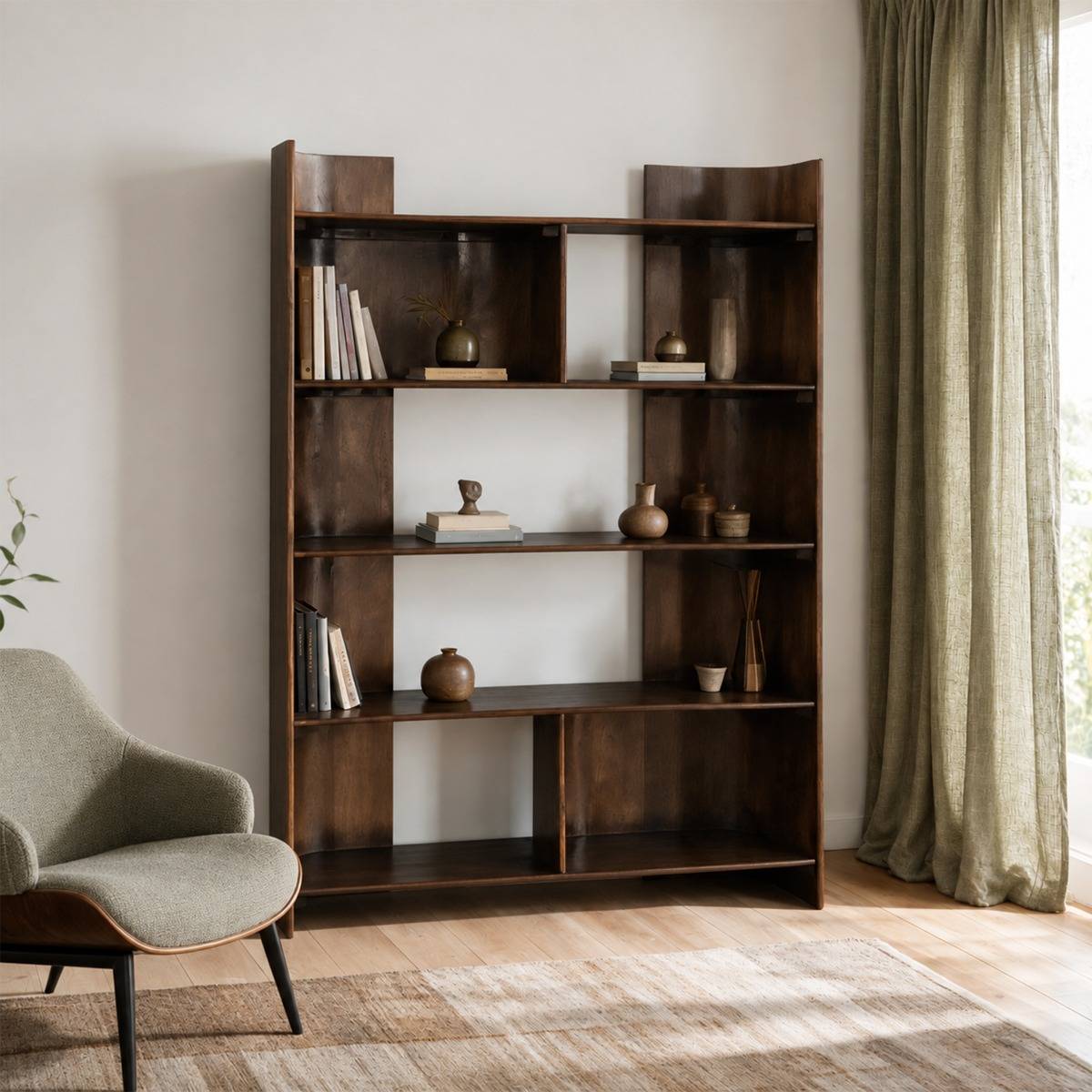 Bibliothèque en bois de manguier Maora