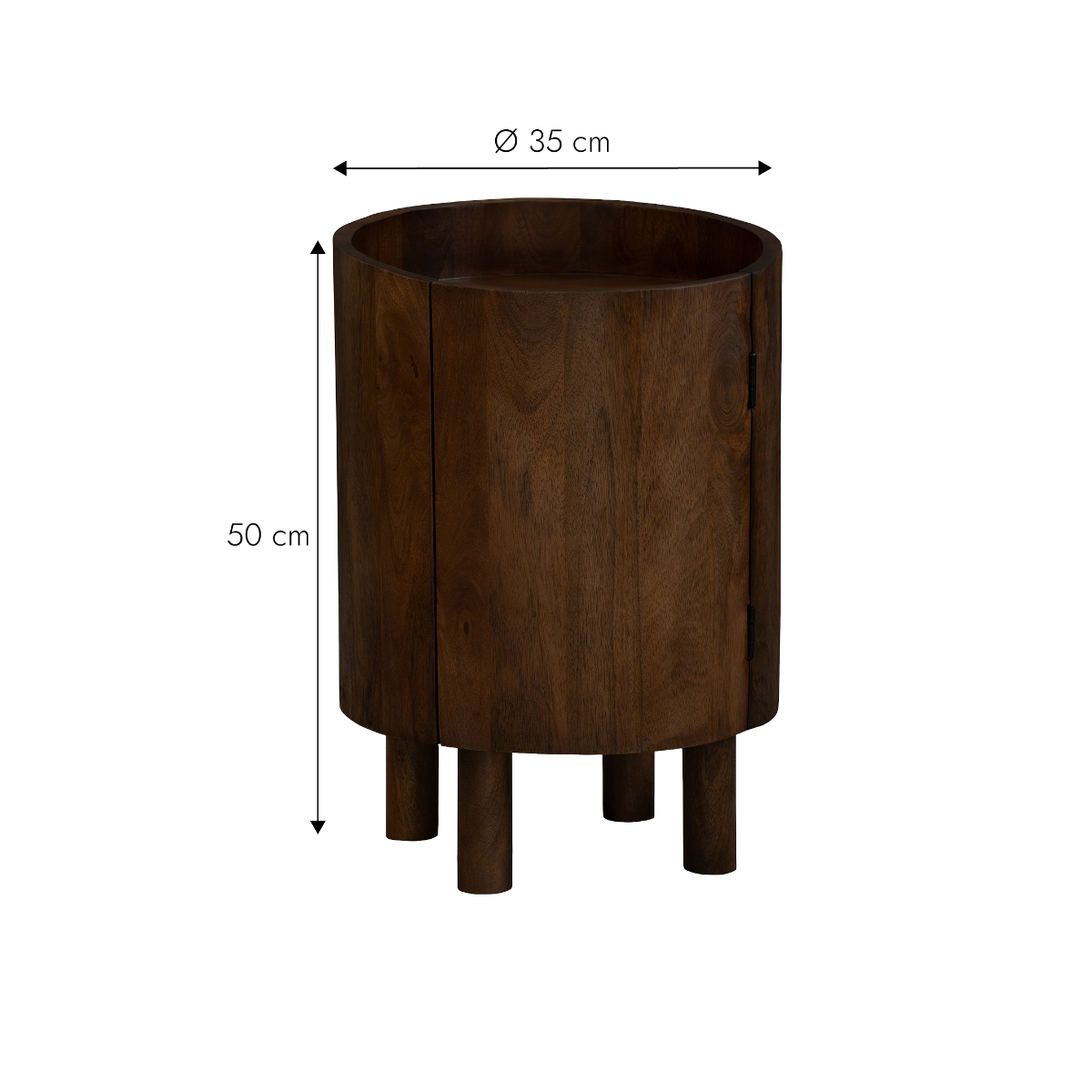 Table de chevet ronde en bois de manguier Maora