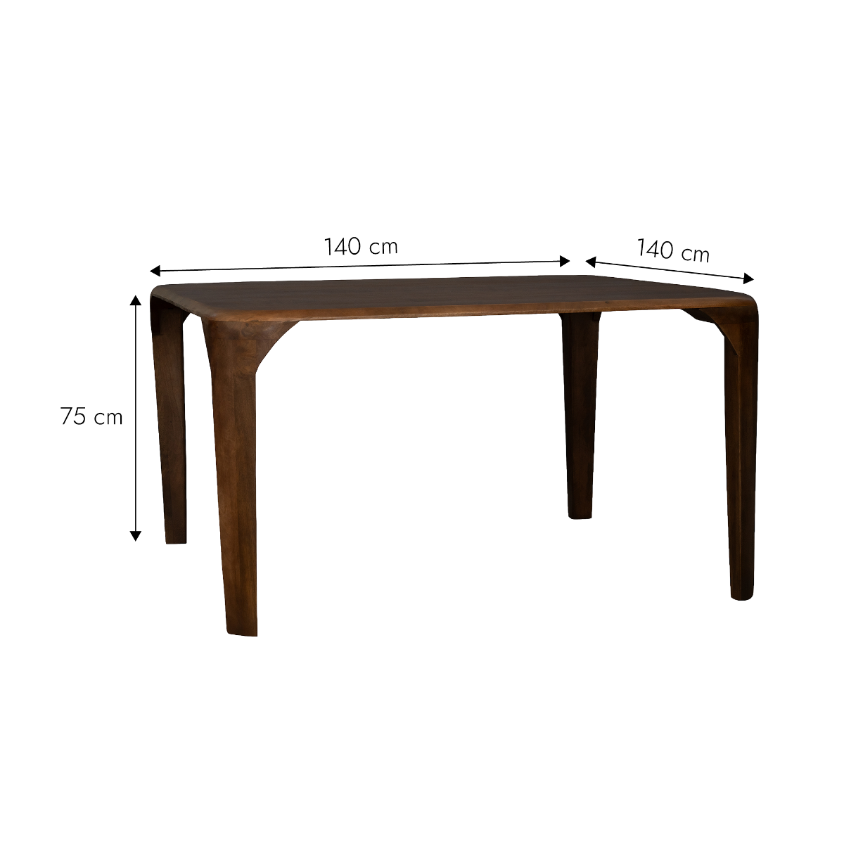 Table à manger carrée en bois de manguier Maora