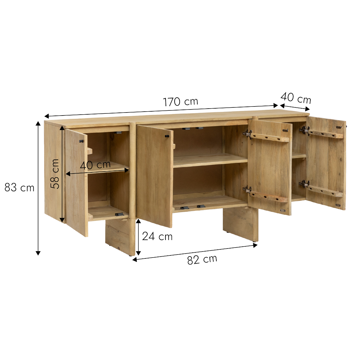 Buffet en bois de manguier 4 portes Amara