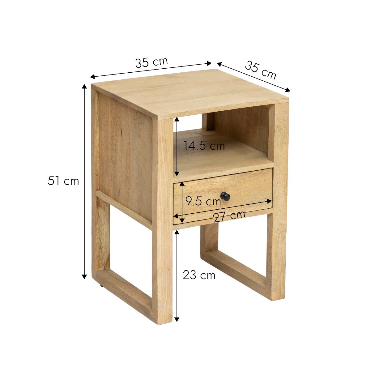 Table de chevet en bois de manguier Amara